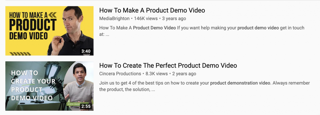product demo video youtube